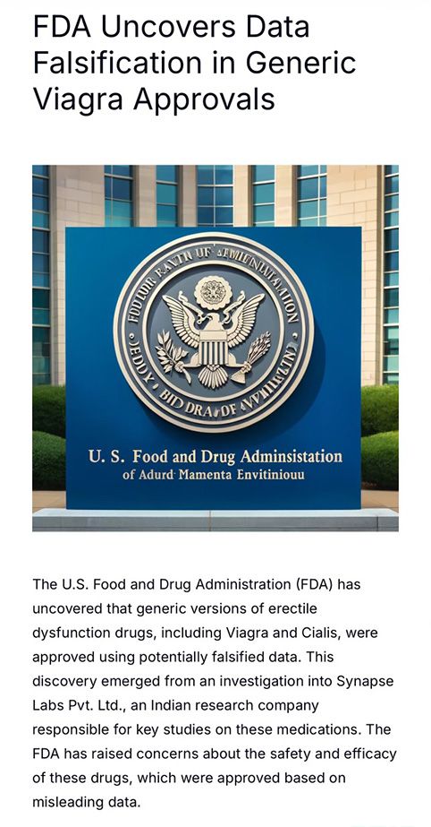 FDA uncovers data falsification in generic Viagra approvals