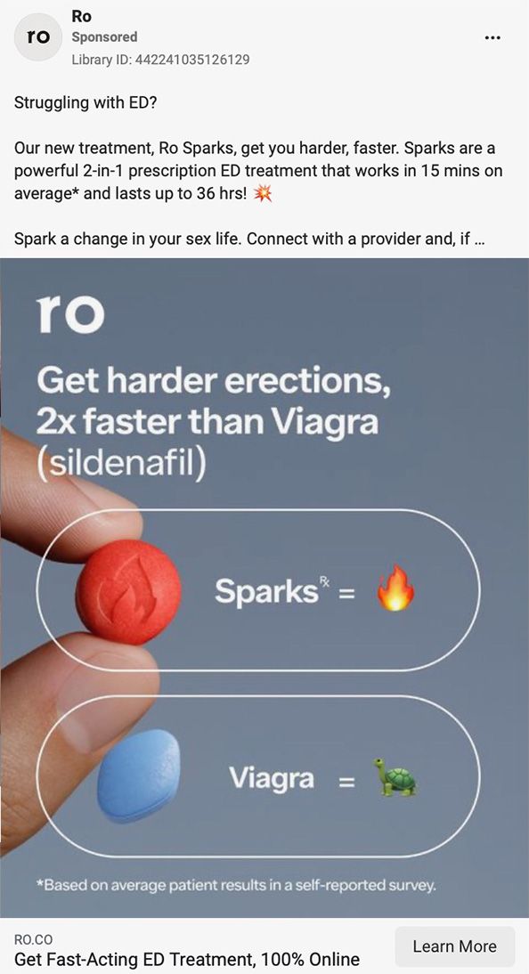 Roman Facebook ad. - get harder erections