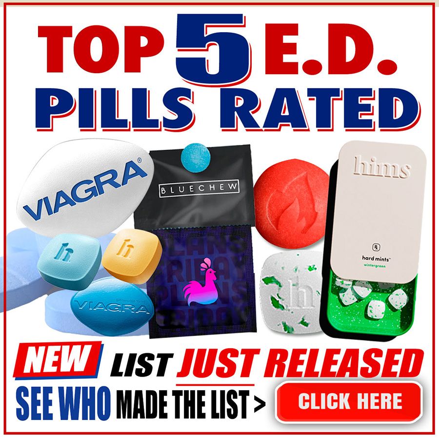 banner for the top 5 E.D. pills rated