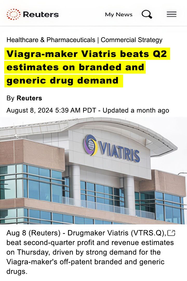 Viatris beats Q2 estimates on branded and generic drug demand