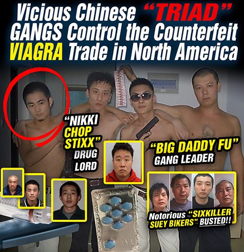 vicious Chinese Triad gangs control the counterfeit Viagra trade in North America