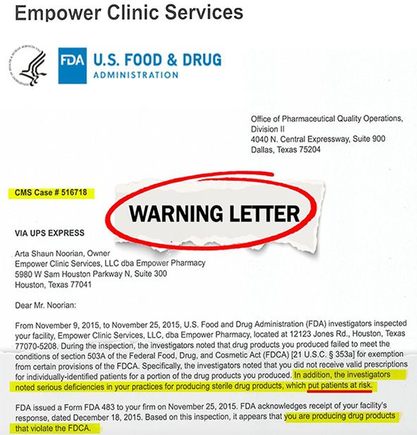 warning letter from FDA