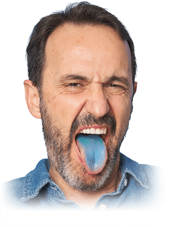 guy with blue tongue